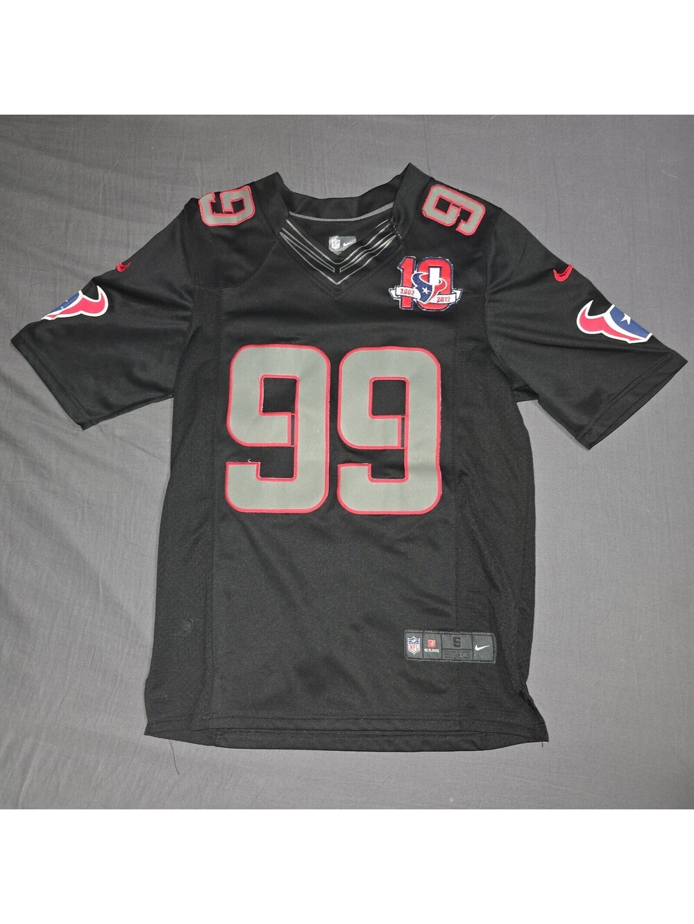 Houston Texans Black Jersey JJ Watt #99 Nike NFL Size S 10 Year Patch 2002-2012